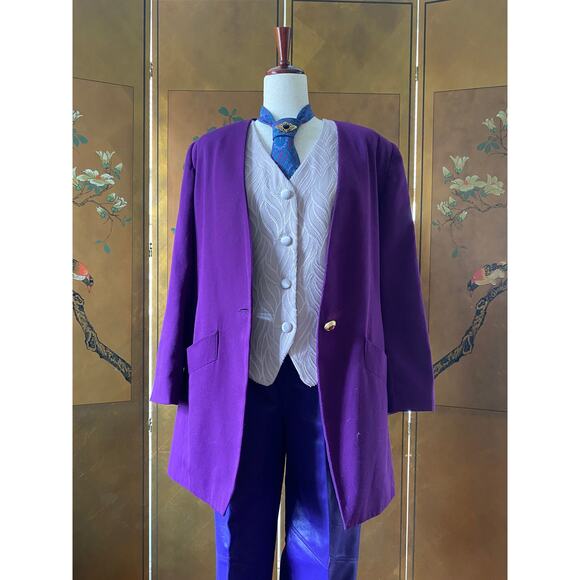 Vintage purple blazer with jewel button by Sasson, size L - Picture 1 of 5